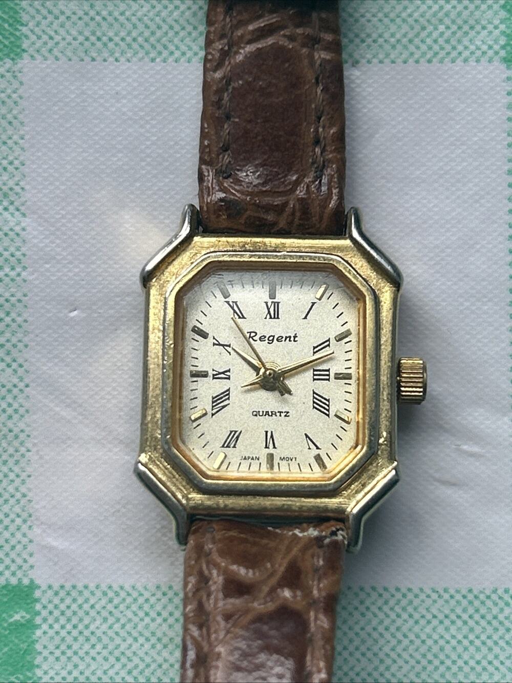 Regent Gold Tone Brown Band Women’s Quartz Watch